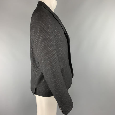 COMME des GARCONS HOMME PLUS Size L Black Metallic Spotted Stripe Wool Notch Lapel Sport Coat