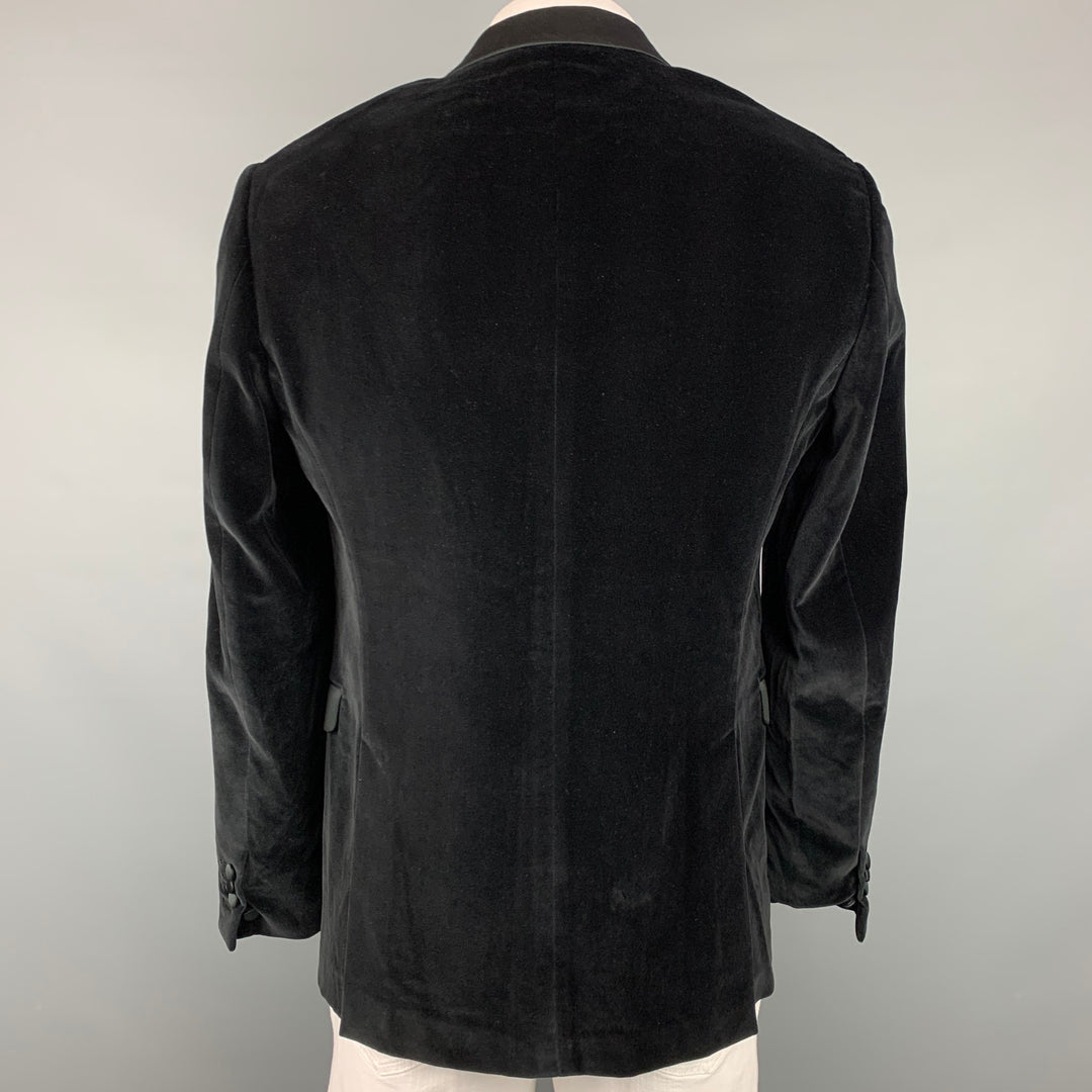 NEIL BARRETT Fitted Slim Size 42 Black Velvet Cotton Blend Notch Lapel Sport Coat