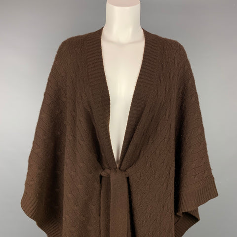 RALPH LAUREN Black Label Taille M/L Marron Tricoté Cachemire Ceinturé Poncho Cardigan