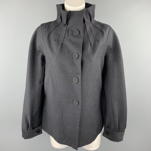 PHILOSOPHY di ALBERTA FERRETTI Size 8 Charcoal Wool High Gathered Collar Jacket