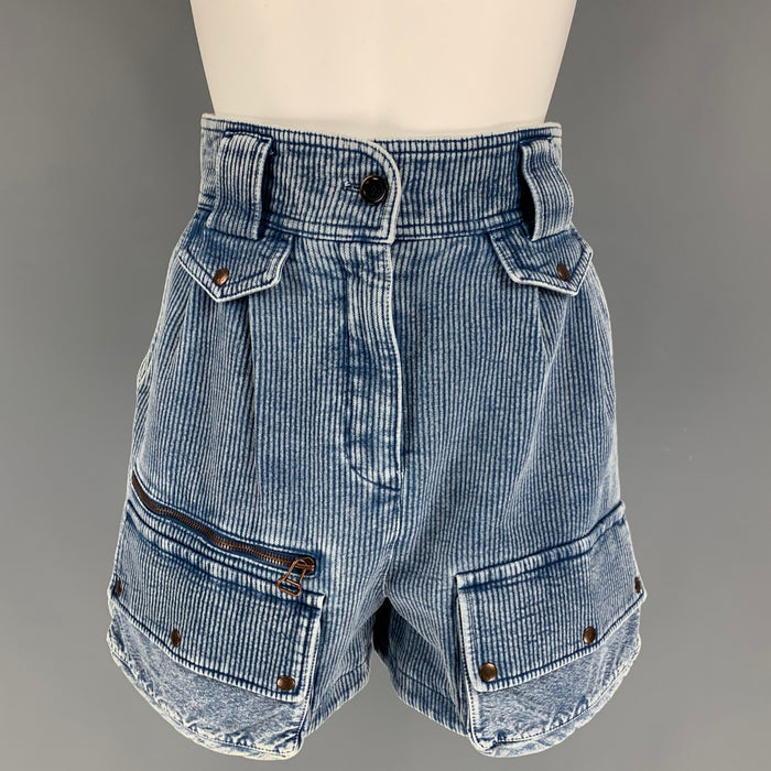 LOUIS VUITTON Size 4 Blue White Cotton Denim Safari Shorts