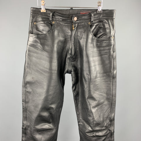 COWHIDE Size 30 Black Leather Zip Fly Casual Pants