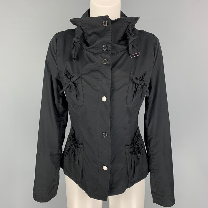 ADOLFO DOMINGUEZ Size 4 Black Cotton Snaps Jacket