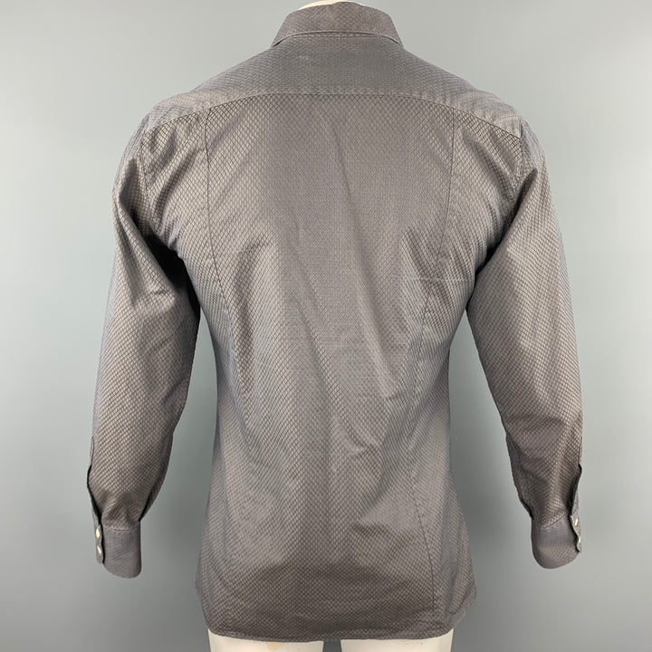 BRUCE FIELD Size L Dark Gray Textured Cotton Button Up Long Sleeve Shirt