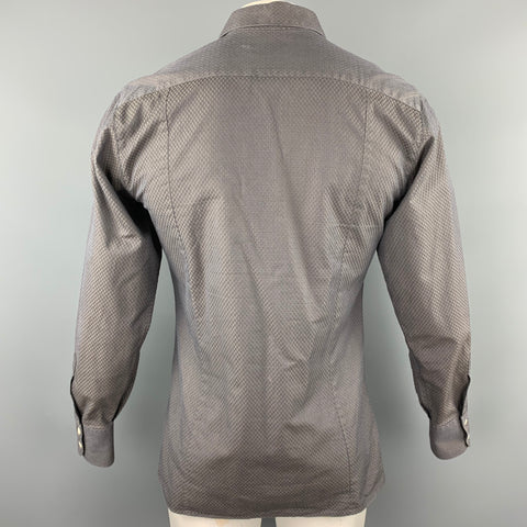 BRUCE FIELD Size L Dark Gray Textured Cotton Button Up Long Sleeve Shirt