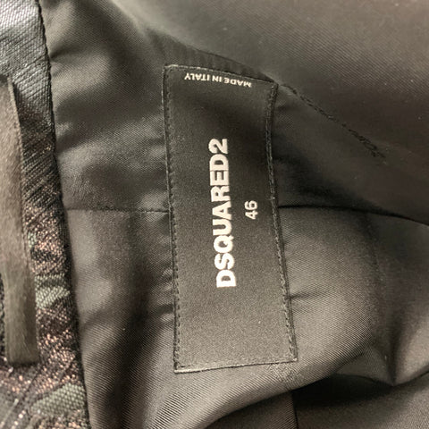 DSQUARED2 Size 36 Black Grey Jacquard Polyester Blend Sport Coat