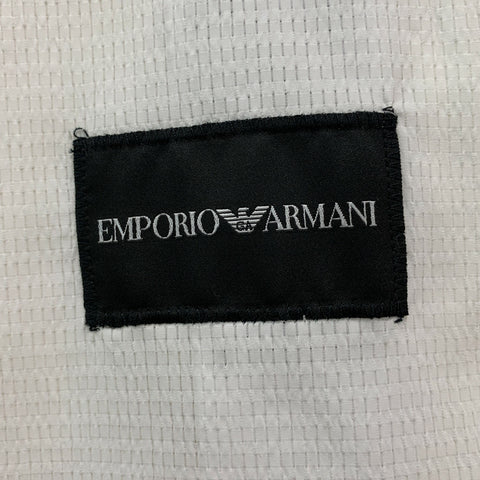 EMPORIO ARMANI Size 40 White Textured Polyester Double Breasted Sport Coat