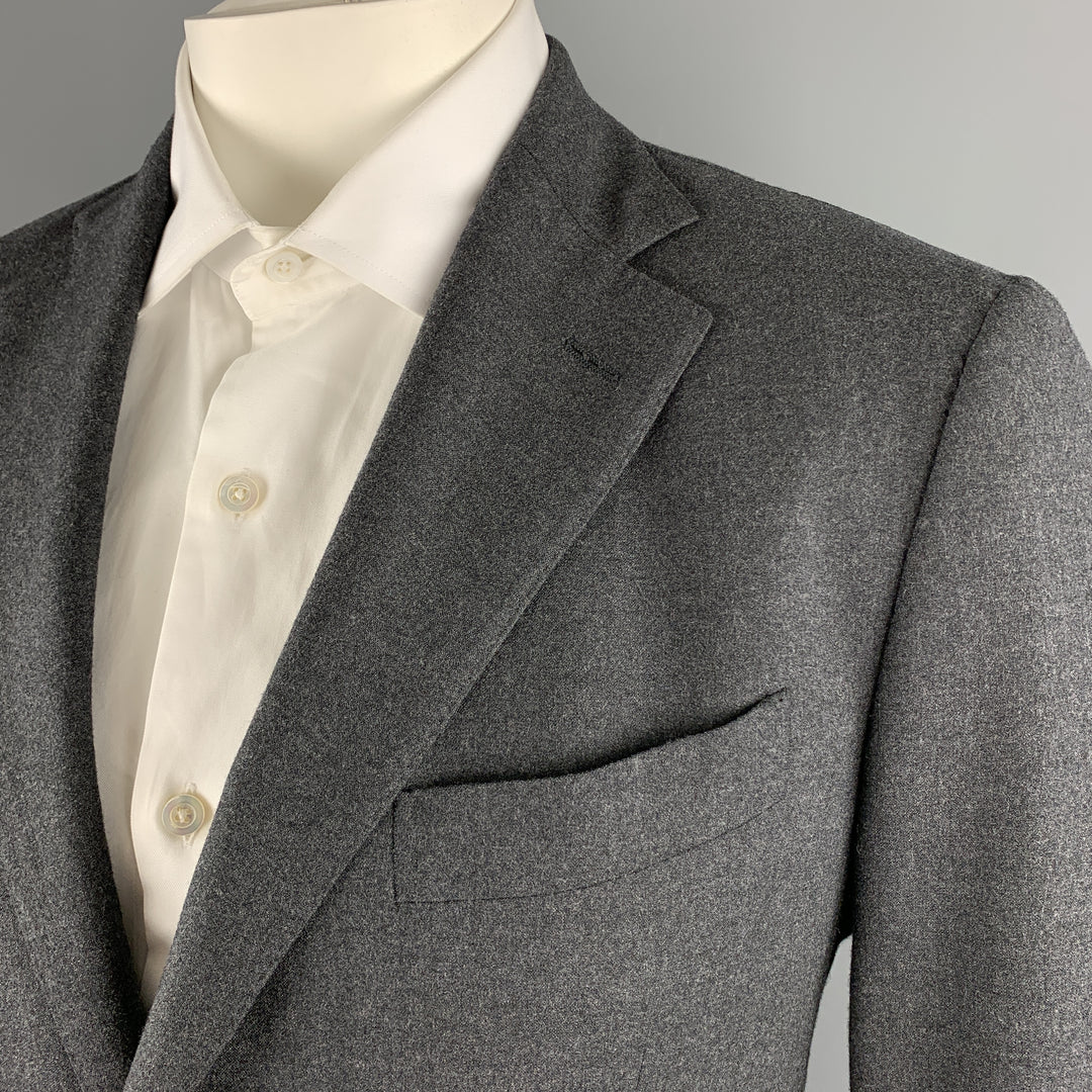 LARDINI Size 42 Dark Gray Wool Blend  Notch Lapel Suit