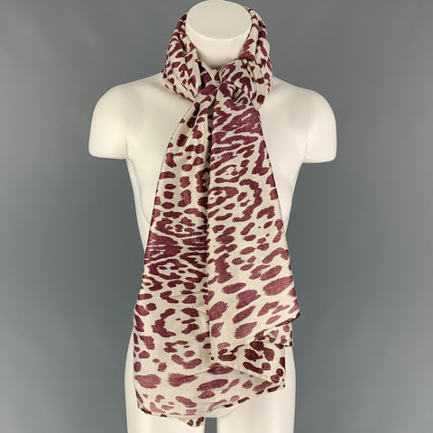 HAIDER ACKERMANN Beige Burgundy Metallic Animal Print Scarf