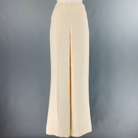 RALPH LAUREN COLLECTION Size 8 Cream Silk Wide Leg Dress Pants