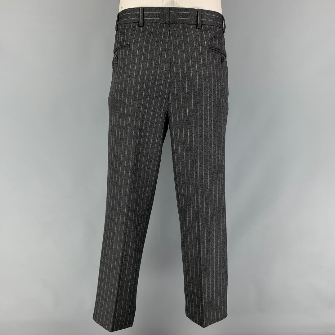BLACK FLEECE Size 42 Dark Gray Stripe Wool Notch Lapel Suit