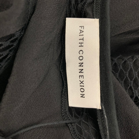 FAITH CONNEXION Taille XS Haut de robe asymétrique en tissus mélangés de soie noire