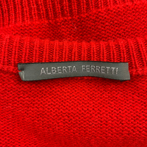 ALBERTA FERRETTI Size 4 Red White Virgin Wool Cashmere Sweater