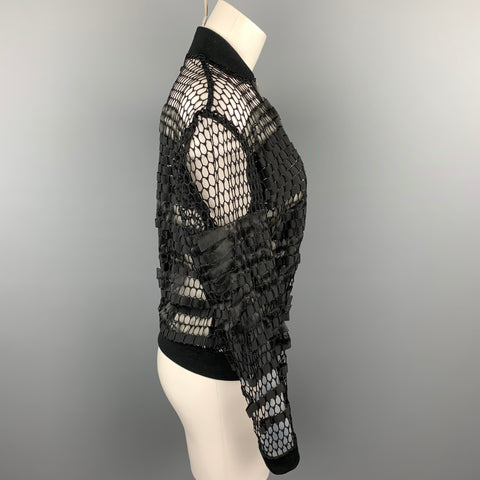 JEAN PAUL GAULTIER Size M Black Mesh Polyester Zip Up Jacket