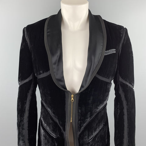 JEAN PAUL GAULTIER HOMME  Size 38 Black Solid Velvet Shawl Jacket