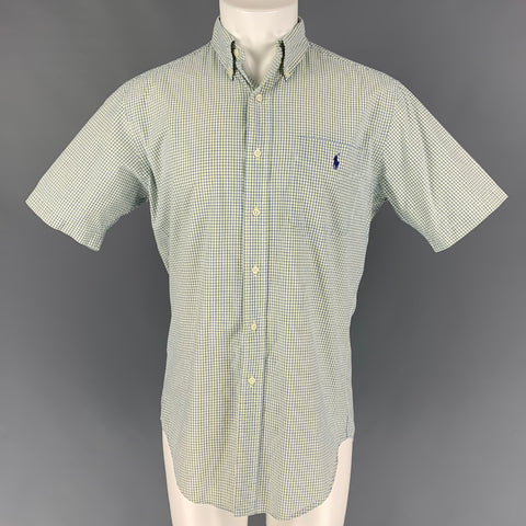 RALPH LAUREN Size S Lime Green Blue Checkered Cotton Button Up Long Sleeve Shirt