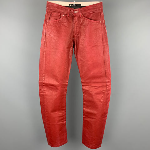 ANDREW MACKENZIE Size 28 Red Coated Denim Zip Fly Jeans