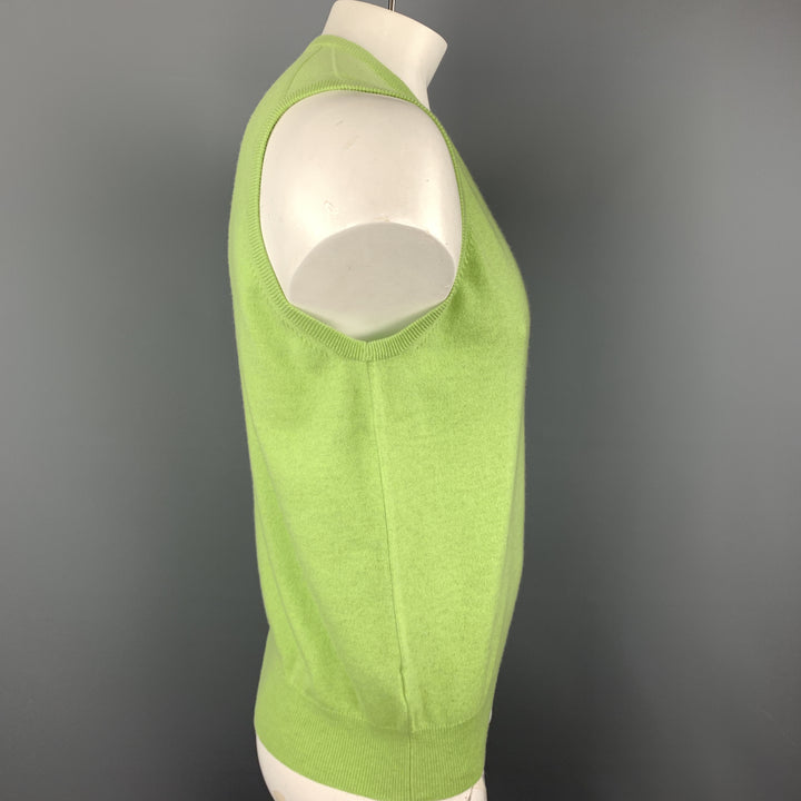 BALLANTYNE Chaleco tipo suéter con cuello en V de cachemira verde claro talla XL