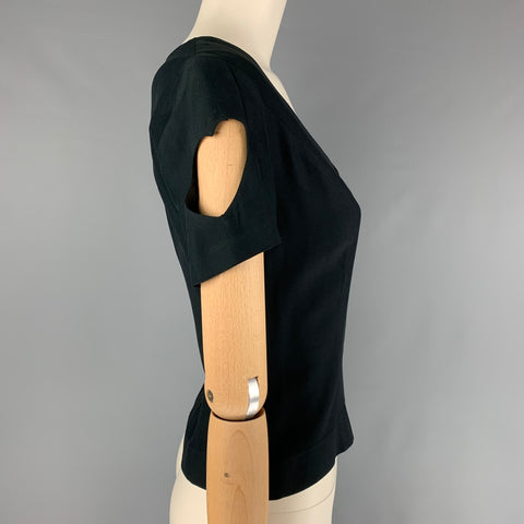 MOSCHINO Talla 6 Jersey de manga corta de rayón de acetato negro