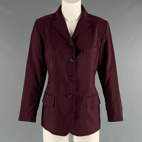 JIL SANDER Size 8 Burgundy Wool  Mohair Jacket
