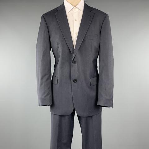 HUGO BOSS Taille 42 Costume en laine vierge unie marine à revers cranté 34 x 32