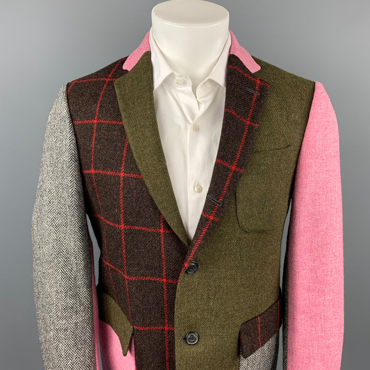WOOSTER + LARDINI Taille 40 Manteau de sport en laine patchwork multicolore