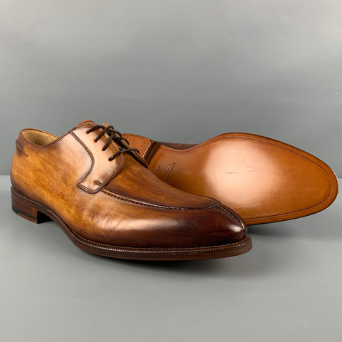 MAGNANNI Size 10.5 Brown Burnished Leather Lace Up Canela Shoes