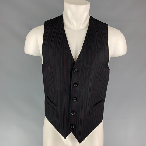 DOLCE & GABBANA Size 38 Black & Burgundy Stripe Wool Classic Vest