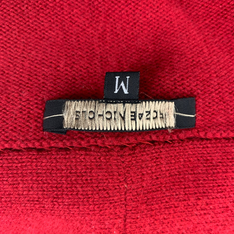 ROZAE NICHOLS Size M Red Knitted Open Front Cardigan