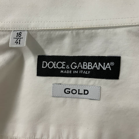 DOLCE &amp; GABBANA Taille M Chemise à manches longues boutonnée en coton uni blanc