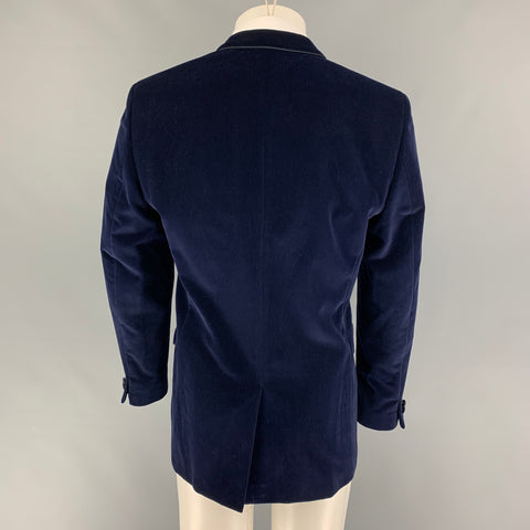 TED BAKER Size 40 Navy Cotton Velvet Notch Lapel Sport Coat