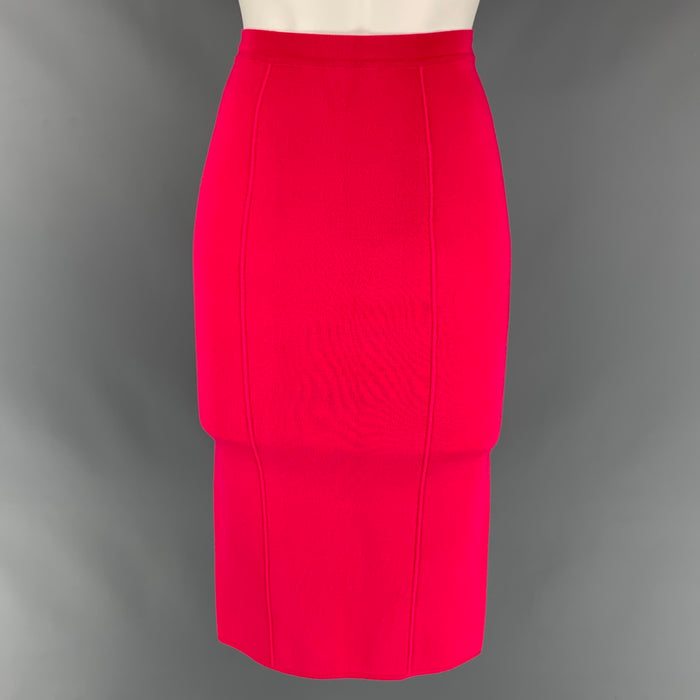 GIORGIO ARMANI Size 0 Fuchsia Viscose / Polyester Mid-Calf Pencil Skirt