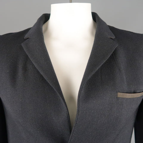GUSTAVOLINS M Black Solid Wool  Notch Lapel Jacket