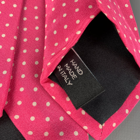 RALPH LAUREN Black Label Pink White Polka Dot Silk Tie