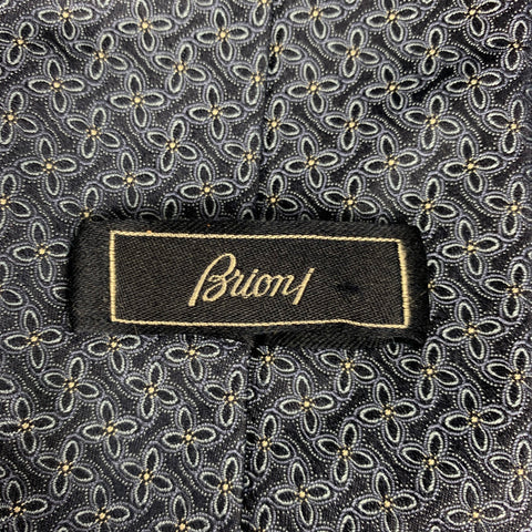 BRIONI Navy & Light Blue Floral Silk Tie