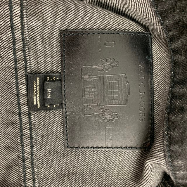 MARC JACOBS Size M Black Washed Denim Pins Cropped Jacket