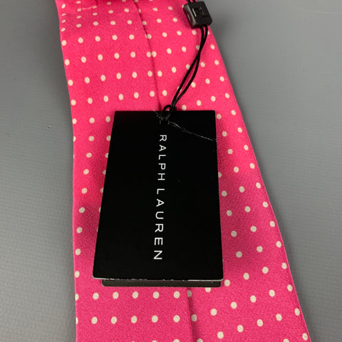 RALPH LAUREN Black Label Pink White Polka Dot Silk Tie