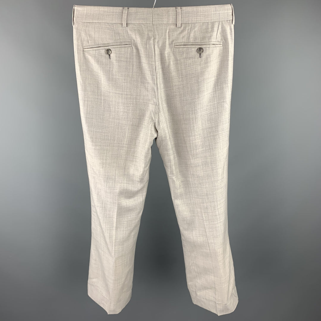 GUCCI Taille 30 Pantalon habillé en laine mélangée gris clair chiné avec braguette zippée