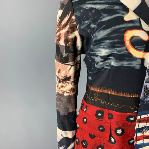 Vintage JEAN PAUL GAULTIER Size 12 Multi-Color Print Acetate Blend Jacket