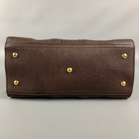 YVES SAINT LAURENT 2012 CABAS Brown Leather Shoulder Bag