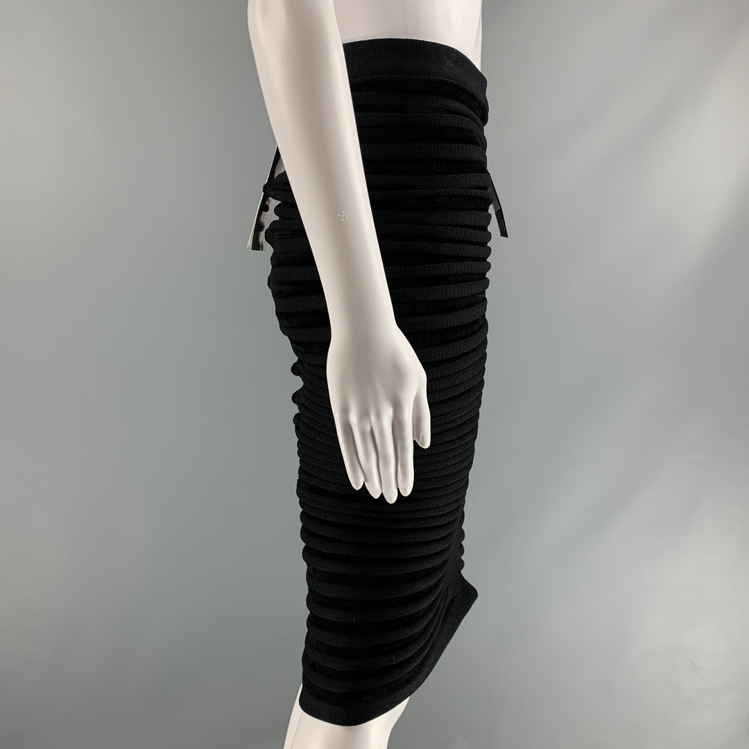 ALAIA Size 2 Black Viscose Polyamide Mixed Fabrics Fitted Long Skirt