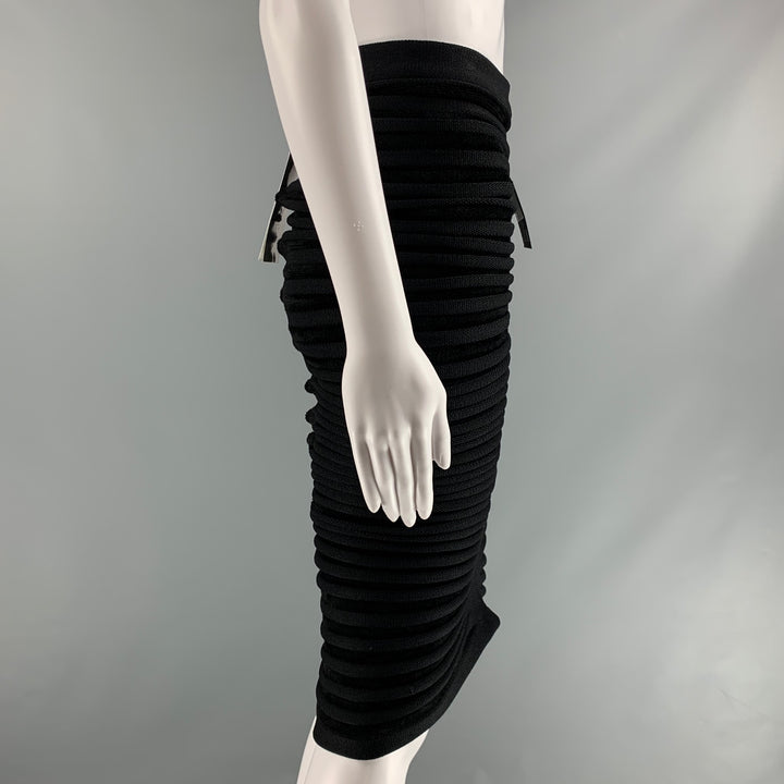 ALAIA Size 2 Black Viscose Polyamide Mixed Fabrics Fitted Long Skirt