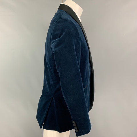 TED BAKER Size 40 Navy Black Velvet Shawl Collar Sport Coat