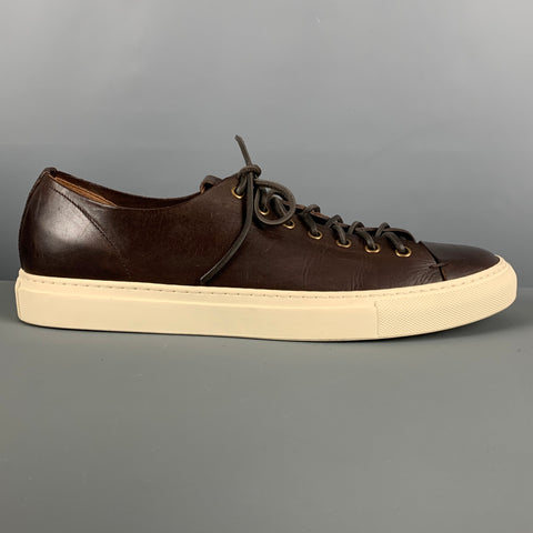 BUTTERO Taille 11 Chaussures basses à lacets en cuir crème marron