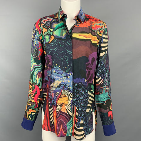 PAUL SMITH Soho Fit Taille M Chemise en mélange de viscose imprimé multicolore