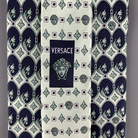 GIANNI VERSACE Navy Print Silk Tie