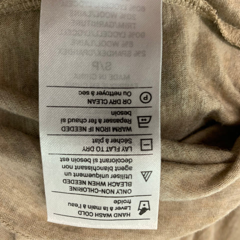 VINCE Talla S Top casual con cuello alto jaspeado en mezcla de Lyocell beige