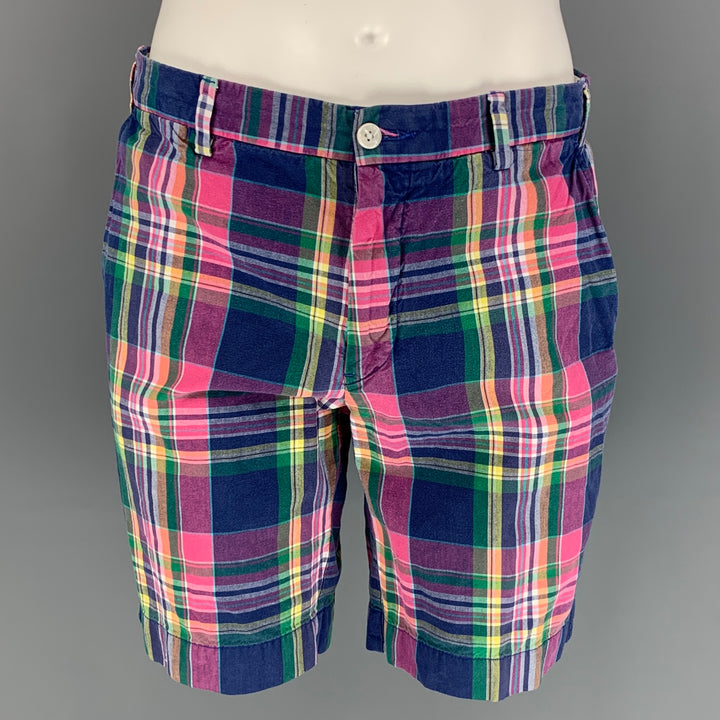 POLO by RALPH LAUREN Size 32 Multi-Color Plaid Cotton Zip Fly Shorts