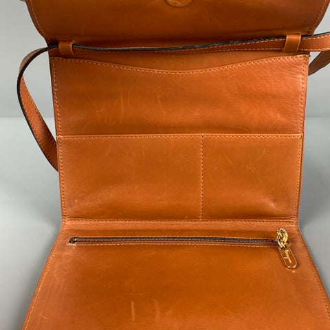 Vintage SALVATORE FERRAGAMO Beige Tan Ribbed Leather Cross Body Passport Handbag