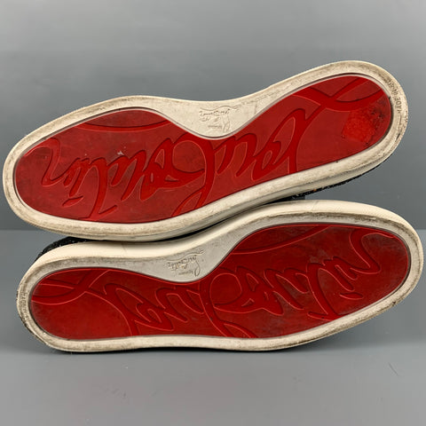 CHRISTIAN LOUBOUTIN Zapatillas sin cordones con lentejuelas plateadas talla 9